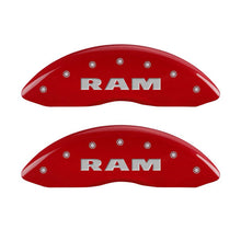 Load image into Gallery viewer, MGP 4 Caliper Covers Engraved Front RAM Engraved Rear RAMHEAD Red finish silver ch Caliper Covers MGP
