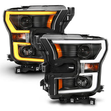 Load image into Gallery viewer, ANZO 2015-2017 Ford F-150 Projector Headlights w/ Plank Style Switchback Black w/ Amber Headlights ANZO
