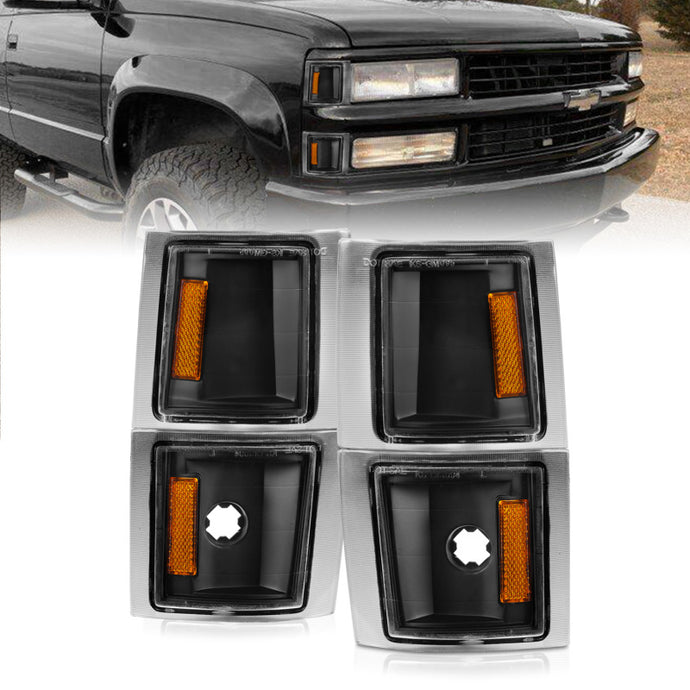 ANZO 1994-1998 Chevrolet Blazer Corner Lights Black Housing Clear Lens w/ Amber Reflector Lights Corner ANZO