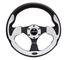 Load image into Gallery viewer, NRG Reinforced Steering Wheel (320mm) Blk w/White Trim &amp; 4mm 3-Spoke Steering Wheels NRG
