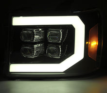Load image into Gallery viewer, AlphaRex 07-14 GMC 2500HD NOVA LED Proj Headlight Plank Style Matte Blk w/Activ Light/Seq Signal/DRL Headlights AlphaRex
