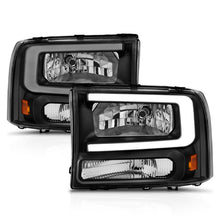 Load image into Gallery viewer, ANZO 99-04 Ford F250/F350/F450/Excursion (excl. 99) Crystal Headlights - w/ Light Bar Black Housing Headlights ANZO
