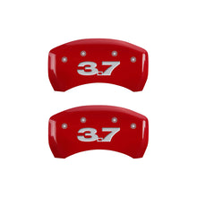 Load image into Gallery viewer, MGP 4 Caliper Covers Engraved Front Mustang Engraved Rear 37 Red finish silver ch Caliper Covers MGP
