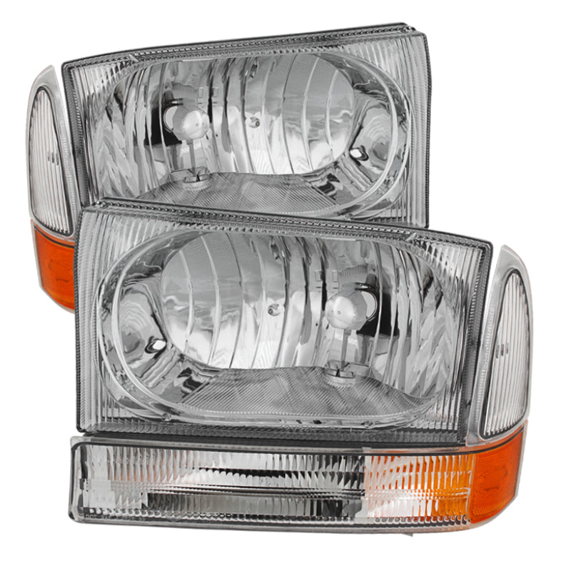 Xtune Ford F250/350/450 Superduty 99-04 Crystal Headlights w/ Bumper Lights HD-JH-FF25099-AM-C Headlights SPYDER