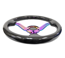 Load image into Gallery viewer, NRG Carbon Fiber Steering Wheel (350mm / 1.5in. Deep) Neochrome 3-Spoke Design w/Slit Cuts Steering Wheels NRG
