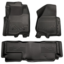 Load image into Gallery viewer, Husky Liners 11-12 Ford SD Super Cab WeatherBeater Combo Black Floor Liners (w/o Manual Trans Case) Floor Mats - Rubber Husky Liners
