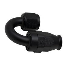 Load image into Gallery viewer, DeatschWerks 8AN Female Swivel 180-Degree Hose End PTFE (Incl Olive Insert) - Anodized Matte Black Fittings DeatschWerks
