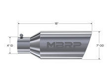 Load image into Gallery viewer, MBRP Universal Tip 7inch O.D. Rolled End 4inch inlet 18inch length - T304 (SINGLE TIP) Steel Tubing MBRP   
