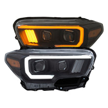 Load image into Gallery viewer, ANZO 2016-2017 Toyota Tacoma Projector Headlights w/ Plank Style Switchback Black w/ Amber Headlights ANZO
