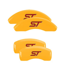 Load image into Gallery viewer, MGP 4 Caliper Covers Engraved Front &amp; Rear MGP Yellow finish black ch Caliper Covers MGP
