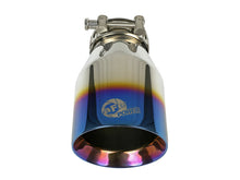 Load image into Gallery viewer, aFe Mach Force XP 304 Stainless Steel Clamp-On Exhaust Tip 2.5in Inlet / 4in Outlet - Blue Flame Tips aFe
