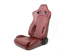Load image into Gallery viewer, NRG Reclinable Sport Seats (Pair) The Arrow Maroon Vinyl w/ Pressed NRG logo w/ Maroon Stitch Reclineable Seats NRG
