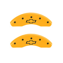 Load image into Gallery viewer, MGP 4 Caliper Covers Engraved Front &amp; Rear Bowtie Yellow Finish Black Char 2019 Chevrolet Malibu Caliper Covers MGP
