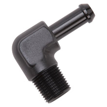 Load image into Gallery viewer, Edelbrock Hose End 90-Deg 3/8In NPT to 3/8In Barb Black Anodize Fittings Edelbrock
