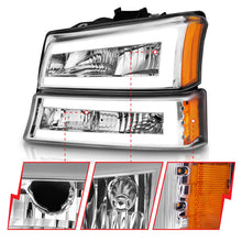 Load image into Gallery viewer, ANZO 2003-2006 Chevrolet Silverado 1500 Crystal Headlights w/ Light Bar Chrome Housing Headlights ANZO
