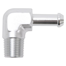 Load image into Gallery viewer, Edelbrock Hose End 90-Deg 3/8In NPT to 3/8In Barb Clear Anodize Fittings Edelbrock
