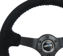 Load image into Gallery viewer, NRG Reinforced Steering Wheel (350mm / 3in. Deep) Blk Suede/Blue BBall Stitch w/5mm Matte Blk Spokes Steering Wheels NRG
