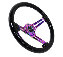 Load image into Gallery viewer, NRG Reinforced Steering Wheel (350mm / 3in. Deep) Blk Wood w/Blk Matte Spoke/Neochrome Center Mark Steering Wheels NRG
