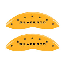 Load image into Gallery viewer, MGP Front set 2 Caliper Covers Engraved Front Silverado Yellow finish black ch Caliper Covers MGP
