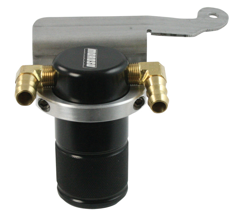 Moroso 11-14 Ford Mustang V6 Air/Oil Separator Catch Can - Small Body - Billet Aluminum - Black Oil Catch Cans Moroso