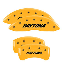Load image into Gallery viewer, MGP 4 Caliper Covers Engraved Front &amp; Rear Daytona Yellow finish black ch Caliper Covers MGP
