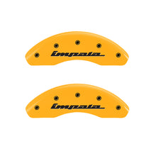 Load image into Gallery viewer, MGP 4 Caliper Covers Engraved Front &amp; Rear Impala Yellow Finish Black Char 2002 Chevrolet Impala Caliper Covers MGP
