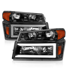 Load image into Gallery viewer, ANZO 04-12 GM Colorado/Canyon/I-Series Crystal Headlights - w/ Light Bar Black Housing 4pcs Headlights ANZO
