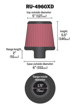 Load image into Gallery viewer, K&amp;N Filter Universal Clamp-On Filter-Round Tapered 2.75in Flange ID x 6in Base OD x 5in Top OD Air Filters - Universal Fit K&amp;N Engineering   
