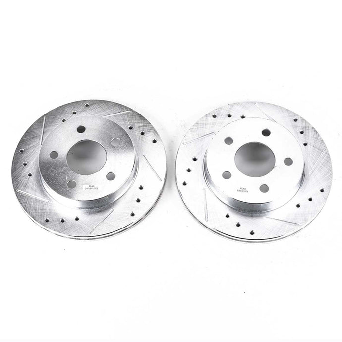 Power Stop 93-97 Ford Thunderbird Rear Evolution Drilled & Slotted Rotors - Pair Brake Rotors - Slot & Drilled PowerStop