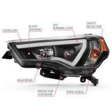 Load image into Gallery viewer, ANZO 14-18 Toyota 4 Runner Plank Style Projector Headlights Black w/ Amber Headlights ANZO
