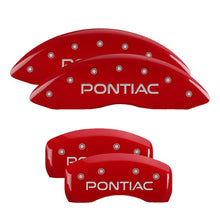 Load image into Gallery viewer, MGP 4 Caliper Covers Engraved Front Pontiac Engraved Rear Arrow Red finish silver ch Caliper Covers MGP

