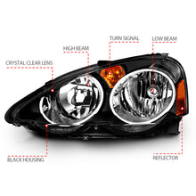 Load image into Gallery viewer, ANZO 2002-2004 Acura Rsx Crystal Headlights Black Headlights ANZO
