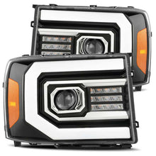 Load image into Gallery viewer, AlphaRex 07-13 GMC 1500HD PRO-Series Proj Headlights Plank Style Gloss Blk w/Activ Light/Seq Signal Headlights AlphaRex
