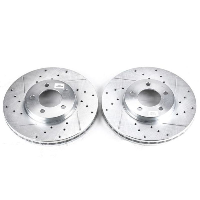 Power Stop 96-99 Ford Taurus Front Evolution Drilled & Slotted Rotors - Pair Brake Rotors - Slot & Drilled PowerStop