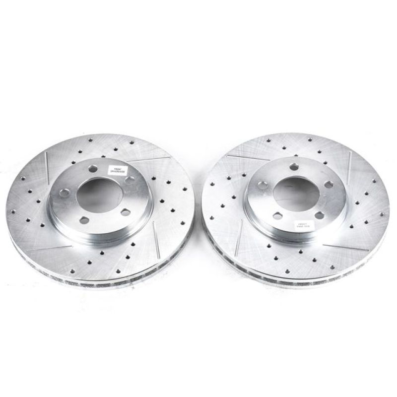 Power Stop 96-99 Ford Taurus Front Evolution Drilled & Slotted Rotors - Pair Brake Rotors - Slot & Drilled PowerStop