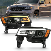 Load image into Gallery viewer, ANZO 2017-2018 Jeep Grand Cherokee Projector Headlights w/ Plank Style Switchback - Black w/ Amber Headlights ANZO
