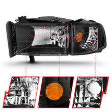 Load image into Gallery viewer, ANZO 1994-2001 Dodge Ram Crystal Headlights Black Headlights ANZO
