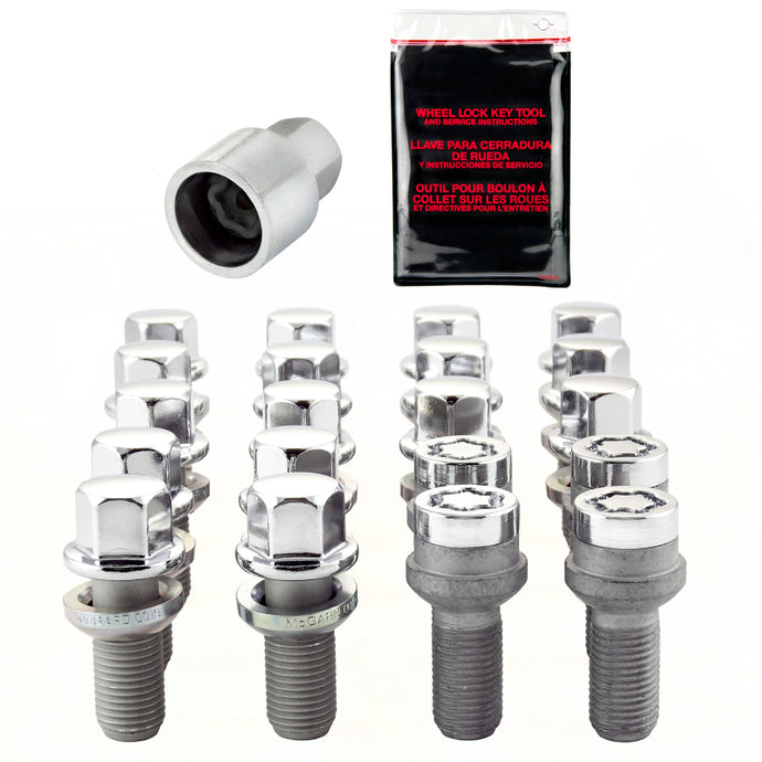 McGard 5 Lug Hex Install Kit w/Locks (Radius Seat Bolt) M14X1.5 / 17mm Hex / 27.5mm Shank L - Chrome Wheel Bolts McGard