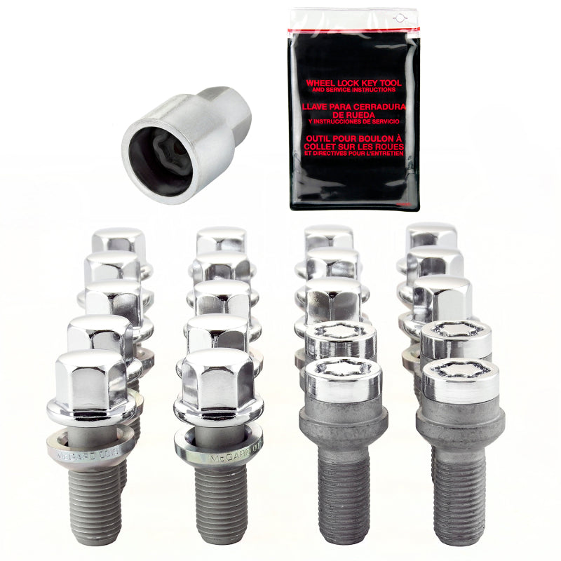 McGard 5 Lug Hex Install Kit w/Locks (Radius Seat Bolt) M14X1.5 / 17mm Hex / 27.5mm Shank L - Chrome Wheel Bolts McGard