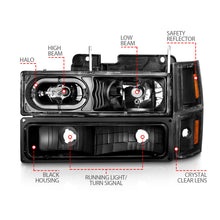 Load image into Gallery viewer, ANZO 88-98 Chevrolet C1500 Crystal Headlights Black Housing w/ Signal and Side Marker Lights Headlights ANZO

