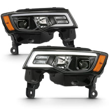 Load image into Gallery viewer, ANZO 2017-2018 Jeep Grand Cherokee Projector Headlights w/ Plank Style Switchback - Black w/ Amber Headlights ANZO
