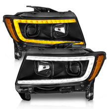 Load image into Gallery viewer, ANZO 11-13 Jeep Grand Cherokee (Factory Halogen Only) Projector Headlights w/Light Bar Swtchbk Black Headlights ANZO
