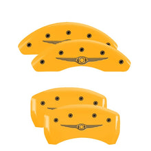 Load image into Gallery viewer, MGP 4 Caliper Covers Engraved Front &amp; Rear Mopar Yellow Finish Black Char 2008 Chrysler PT Cruiser Caliper Covers MGP
