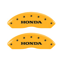 Load image into Gallery viewer, MGP 4 Caliper Covers Engraved Front Honda Engraved Rear H Logo Yellow finish black ch Caliper Covers MGP
