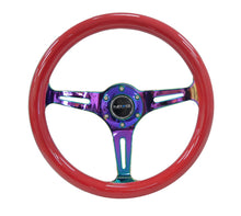 Load image into Gallery viewer, NRG Classic Wood Grain Steering Wheel (350mm) Red Grip w/Neochrome 3-Spoke Center Steering Wheels NRG
