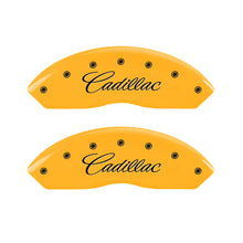 Load image into Gallery viewer, MGP 4 Caliper Covers Engraved Front Cadillac Rear CTS Yellow Finish Black Char 2004 Cadillac CTS Caliper Covers MGP
