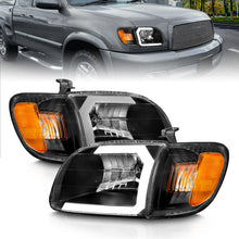 Load image into Gallery viewer, ANZO 00-04 Toyota Tundra (Fits Reg/Acc Cab Only) Crystal Headlights w/Light Bar Black w/Corner Light Headlights ANZO
