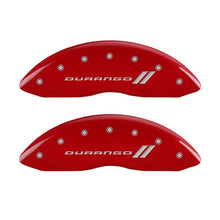 Load image into Gallery viewer, MGP 4 Caliper Covers Engraved Front &amp; Rear With stripes/Durango Red finish silver ch Caliper Covers MGP
