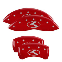 Load image into Gallery viewer, MGP 4 Caliper Covers Engraved Front &amp; Rear Circle K/Kia Red Finish Silver Char 2018 Kia Stinger Caliper Covers MGP
