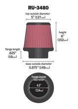 Load image into Gallery viewer, K&amp;N Universal Rubber Filter 4 1/2 inch FLG / 5 7/8 inch Base / 5 inch Top / 6 inch Height Air Filters - Universal Fit K&amp;N Engineering   

